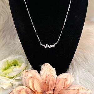 Diamond Simulate Pendant Necklace Silver with Multi Shaped Stones NEW!